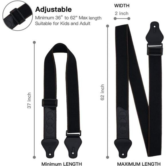 Guitar Strap Set Cotton Adjustable with Pick Holders Locks for Electric Bass - Picture 4 of 8